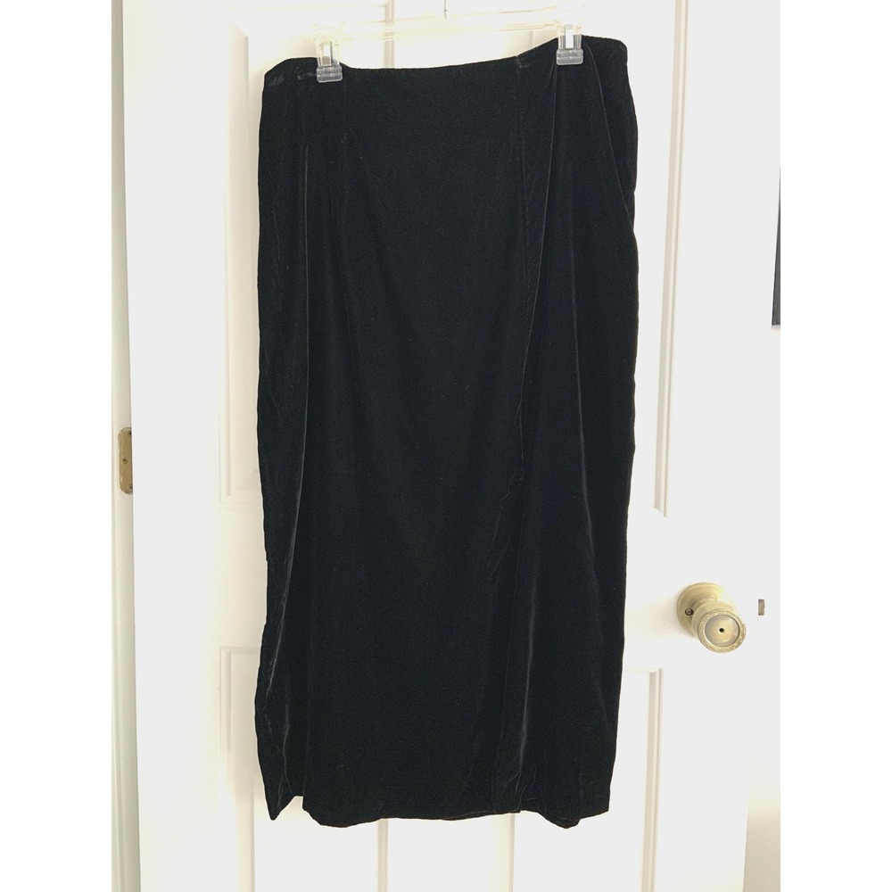 Adrian Jordan VTG USA Ladies Garment Union Made Black Velvet Slit Skirt size 16